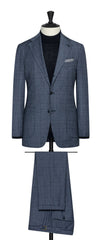 Reda Dark Slate Blue S130 Wool Glencheck With Dark Blue Windowpane Inspiration