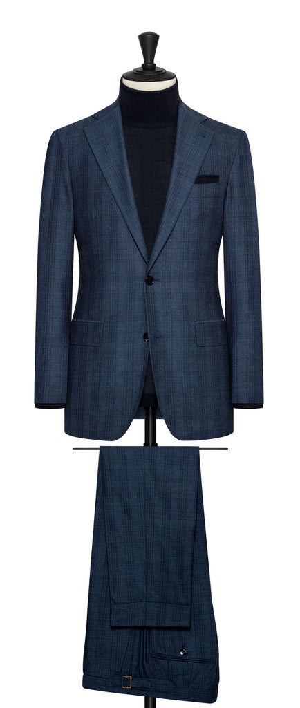 Colombo Dark Slate Wool & Silk With Faded Check
