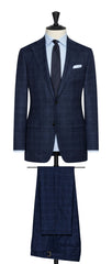 Colombo Navy Blue Wool Silk With Subtle Check Inspiration