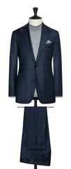Loro Piana Navy Blue S130 Wool With Blue Glencheck Inspiration