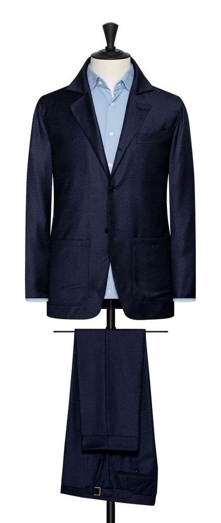 Trabaldo Togna Midnight Blue Wool Twill With Brushed Look