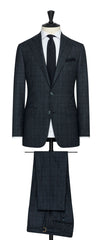 Tollegno 1900 Dark Blue Stretch Wool With Green Detailed Glencheck Inspiration