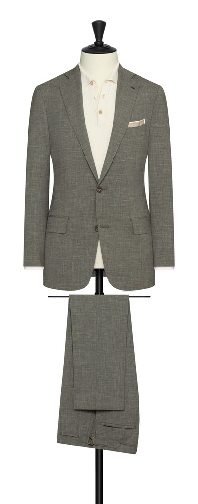 Loro Piana Taupe Stretch Wool Silk Linen Plain Weave Inspiration