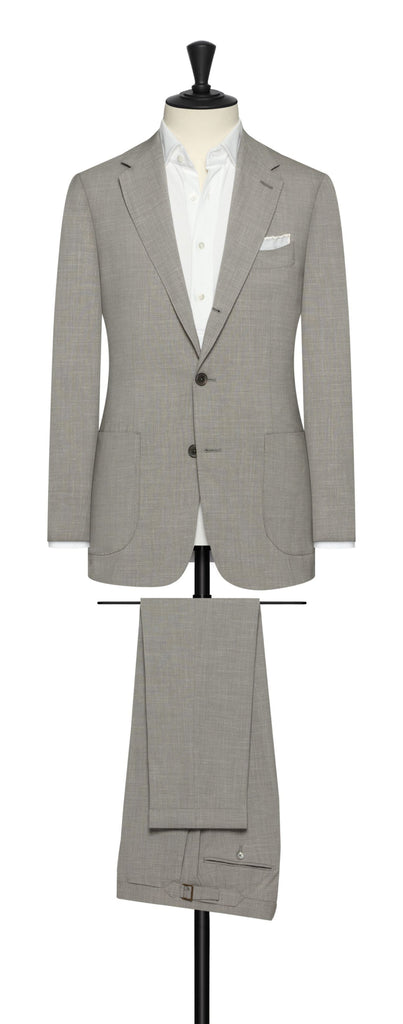 Loro Piana Light Grey Stretch Wool Silk Linen Plain Weave Inspiration