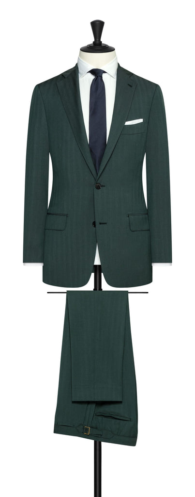Drago Dark Green S130 Wool Solaro Herringbone Inspiration