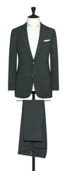 Loro Piana Dark Blue Green Stretch Wool Silk Linen Plain Weave Inspiration