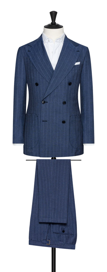 Vbc Blue Wool Linen Plain Weave With Tonal Pinstripe Inspiration