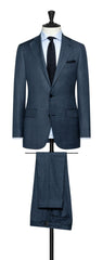 Reda Dark Blue S110 Wool With Glen Check Inspiration