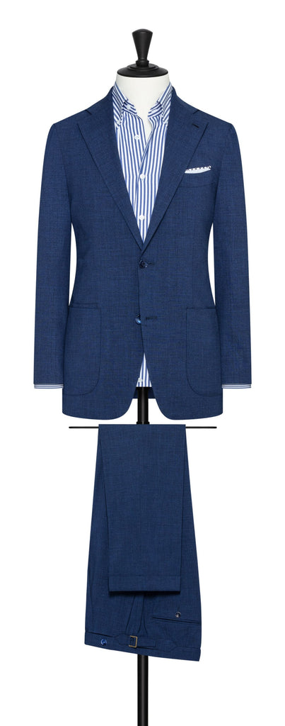 Loro Piana Blue Stretch Wool Silk Linen Plain Weave Inspiration