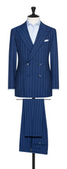 Drago Neapolitan Blue S130 Wool Plain Weave With Tonal Pencil Stripe Inspiration