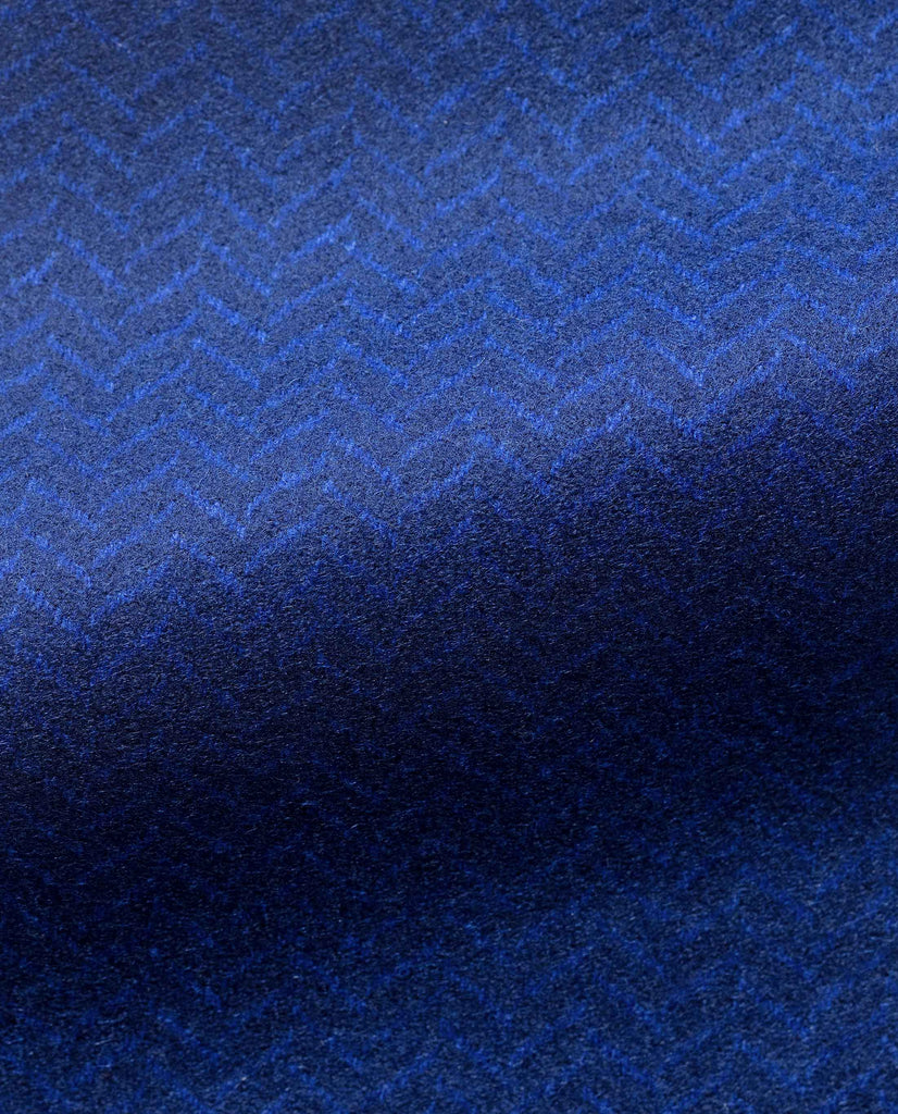 Loro Piana Cobalt Blue Merino Wool Felted Herringbone
