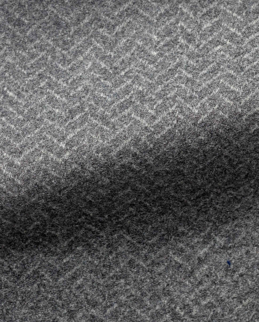Loro Piana Mid Grey Felted Merino Wool Herringbone