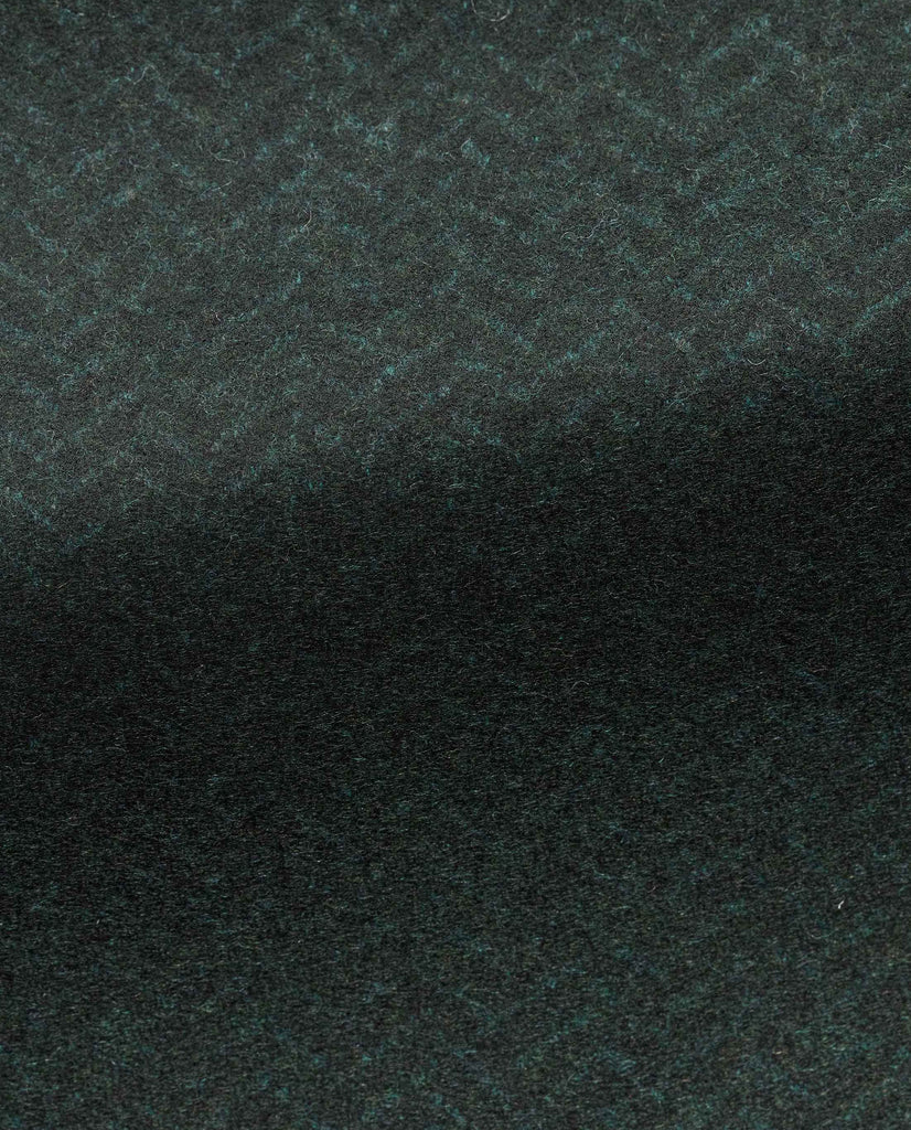 Loro Piana Dark Green Felted Merino Wool Herringbone