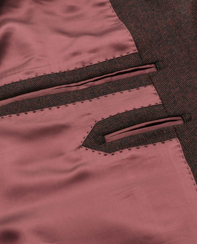 Angelico Dark Red & Black Faux Uni Merino Wool