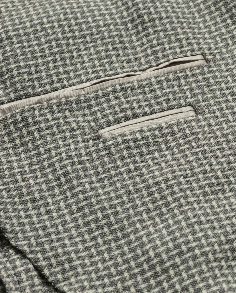 Angelico Mid Grey Wool & Linen with White Modern Check