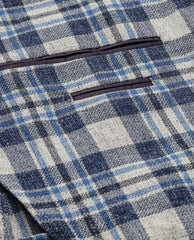 Angelico Mixed Blue and Ivory Cotton-Wool Blend Bold Check