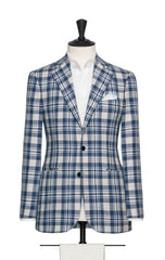Angelico mixed blue and ivory cotton-wool blend bold check Jacket