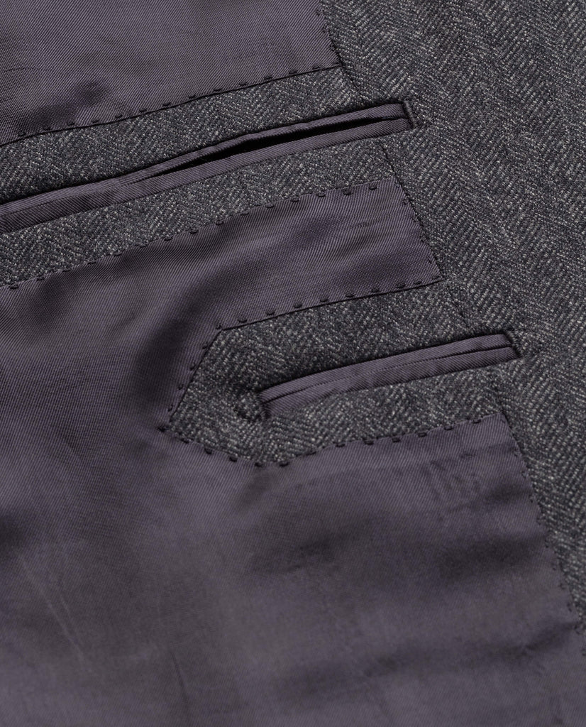 Angelico Dark Slate Blue Faux Uni Merino Wool Herringbone