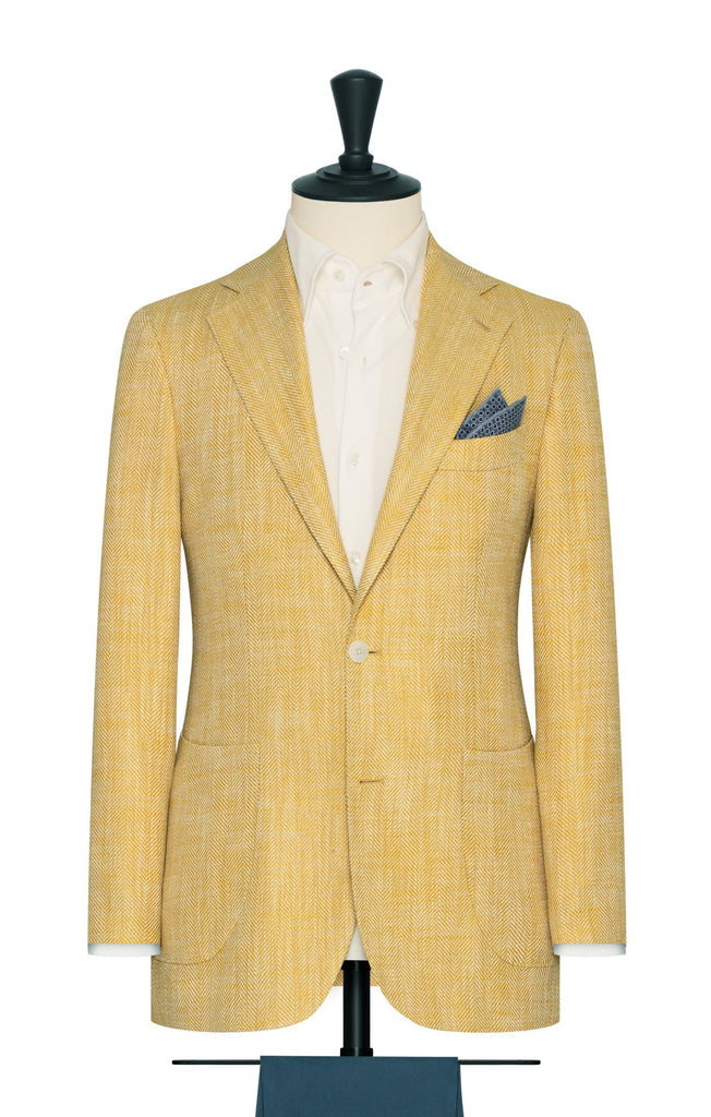 goldenrod white silk linen cotton blend slubbed herringbone Inspiration