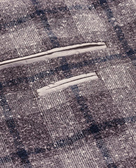 Ferla Taupe & Ivory Navy Linen Blend Slubbed Open Weave with Glencheck