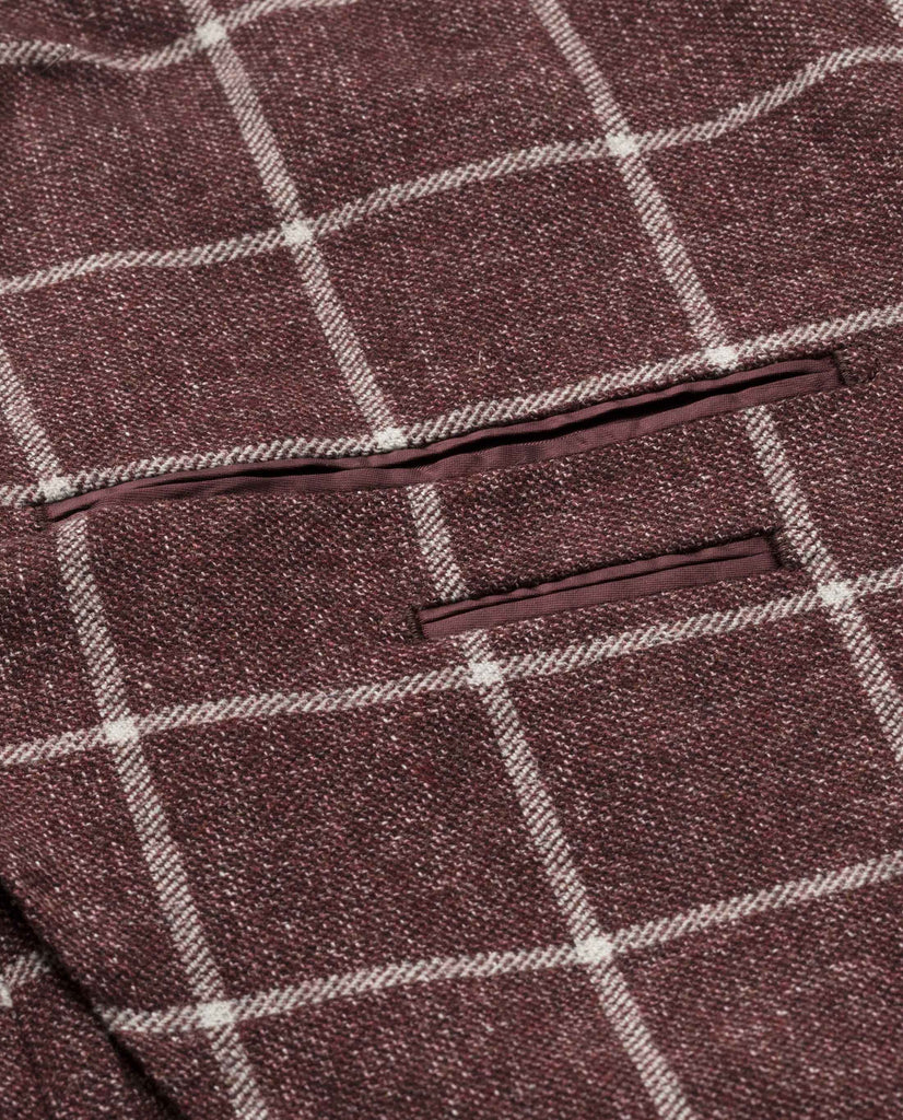 Angelico Burgundy Wouliné with White Windowpane