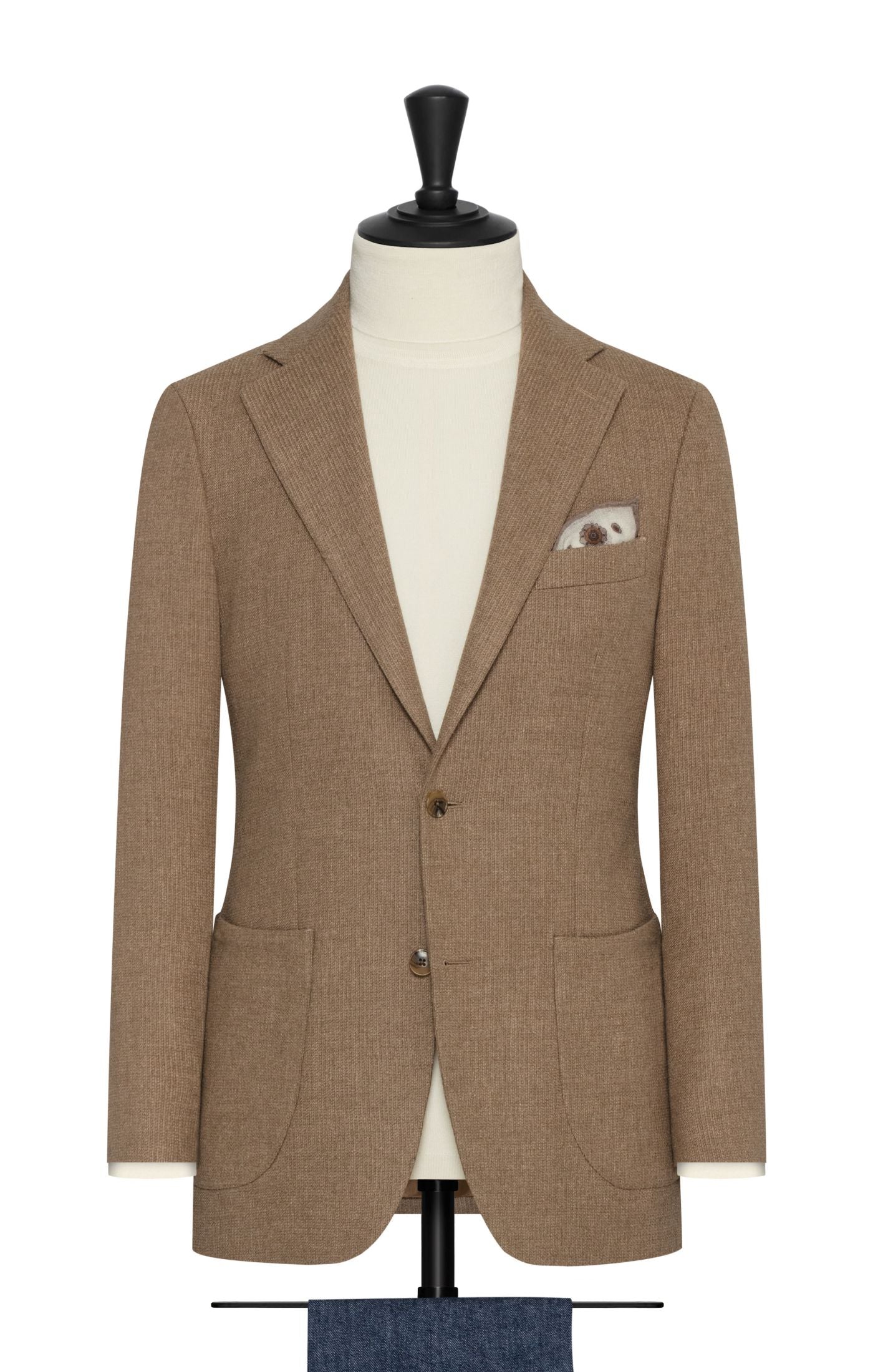 Botto Giuseppe Knit Inspired Camel Stretch Faux Wool & Cashmere