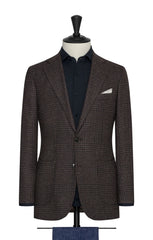 Ferla mid brown navy wool alpaca silk with glencheck Inspiration