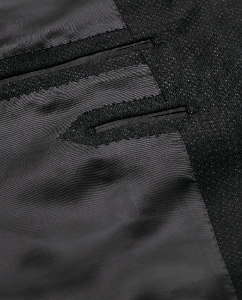 Paulo Oliveira Travel Jacket in Black-Pepper Speckled Stretch Merino Wool