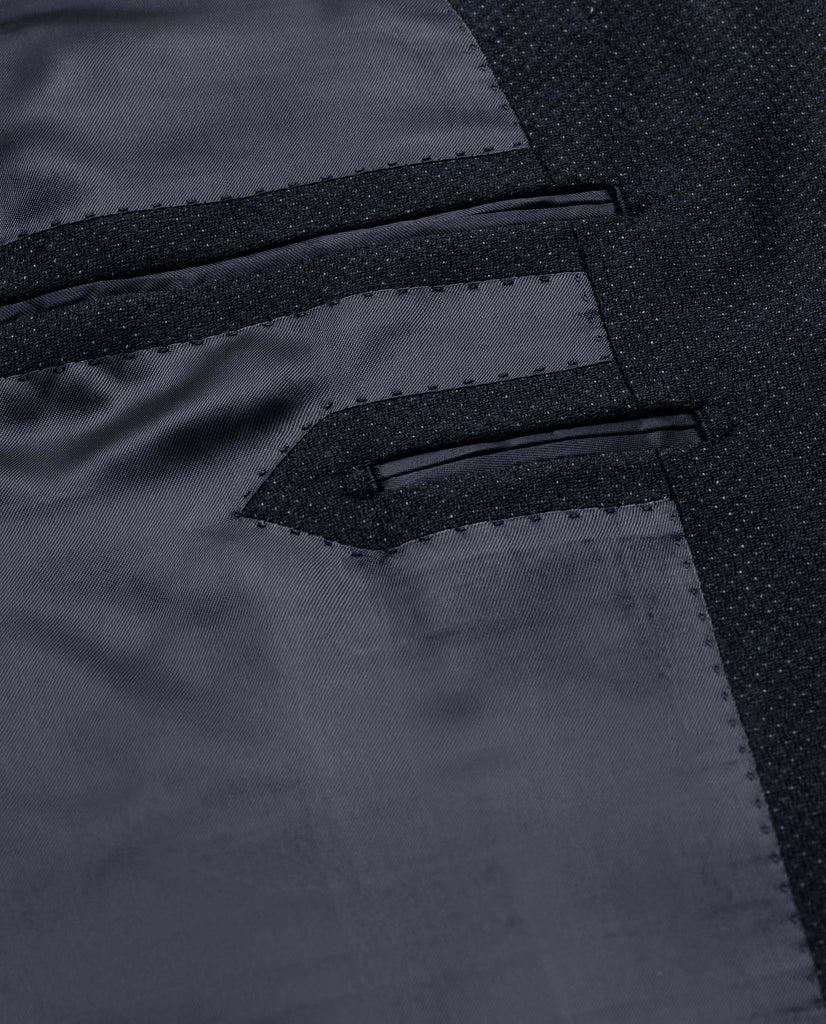 Paulo Oliveira Travel Jacket in Dark Speckled Blue Stretch Merino Wool