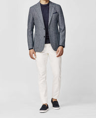 Ciatti e Baroncelli Blue & White Micro Design Linen & Wool Blend