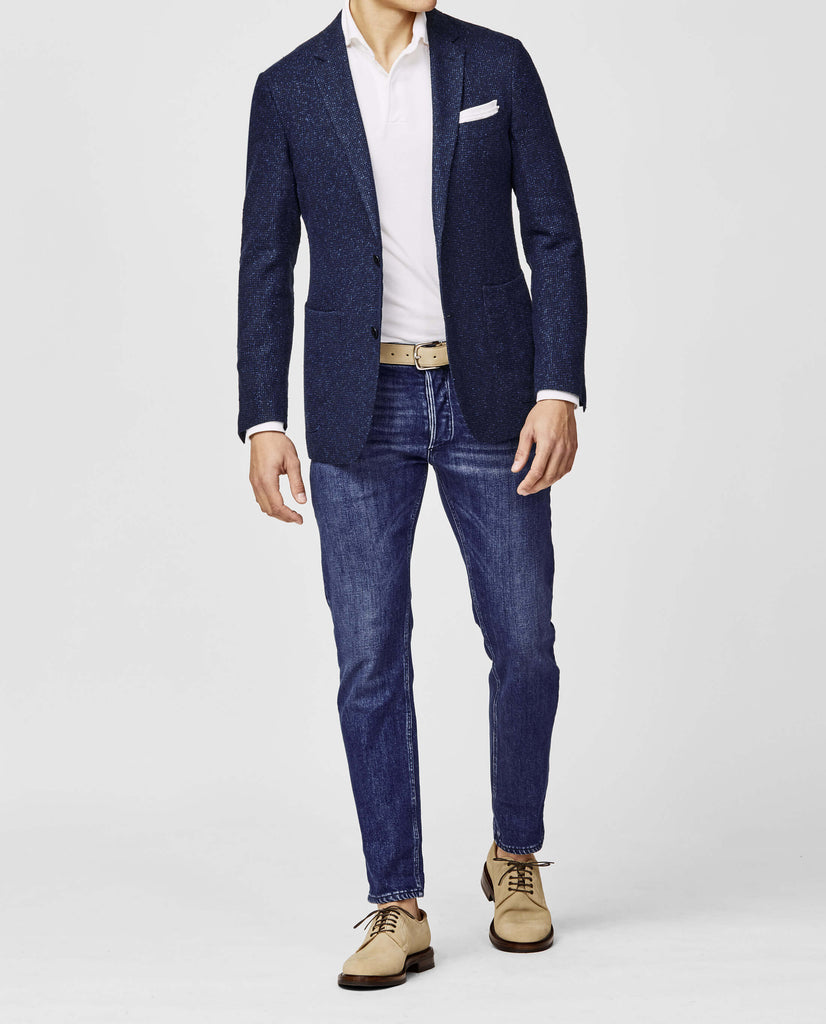 Ferla Navy Faux Uni Open Weave Linen Blend with Slubs