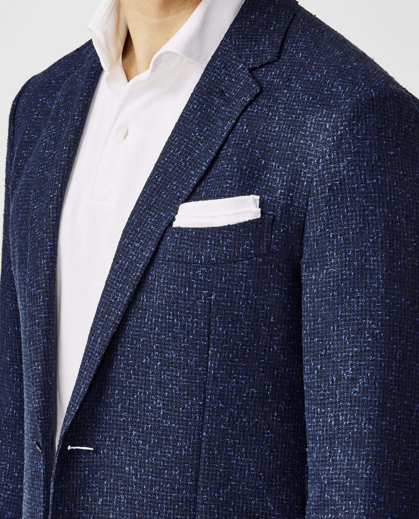 Ferla Navy Faux Uni Open Weave Linen Blend with Slubs