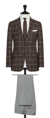 Carlo Barbera coffee brown mouliné wool blend basketweave with light grey check Inspiration