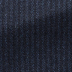 Milior Dark Blue Stretch Merino Wool & Cashmere Blend with Subtle Stripe
