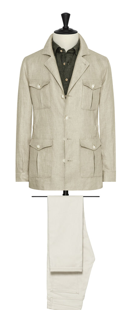 Baird McNutt Pure Bone Beige Linen Plain Weave with Micro Effect