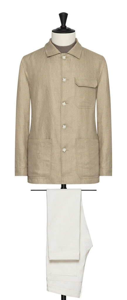 Baird McNutt Pure Khaki Linen Plain Weave with Micro Effect