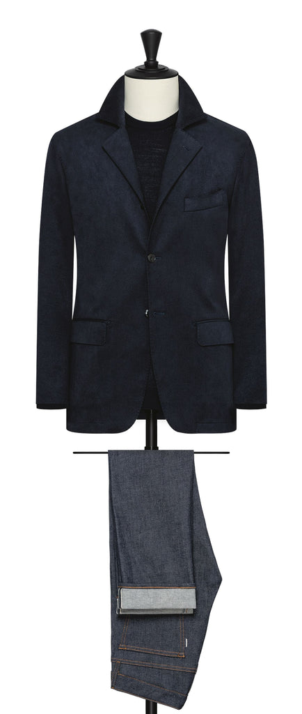 Chori Navy Blue Soft Faux Velours Suede Lightweight