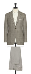 Loro Piana beige grey wool silk cashmere with glencheck Inspiration