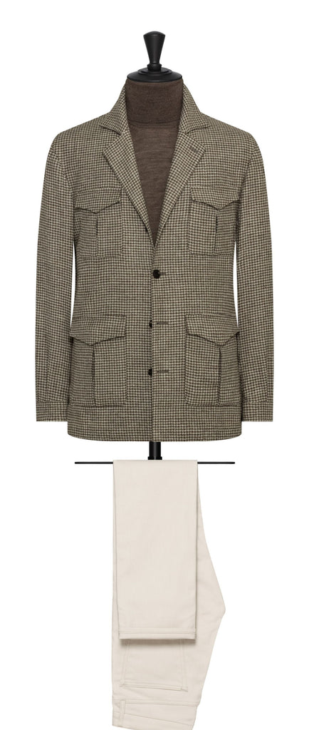 Bottoli oatmeal brown wool cashmere houndstooth Inspiration