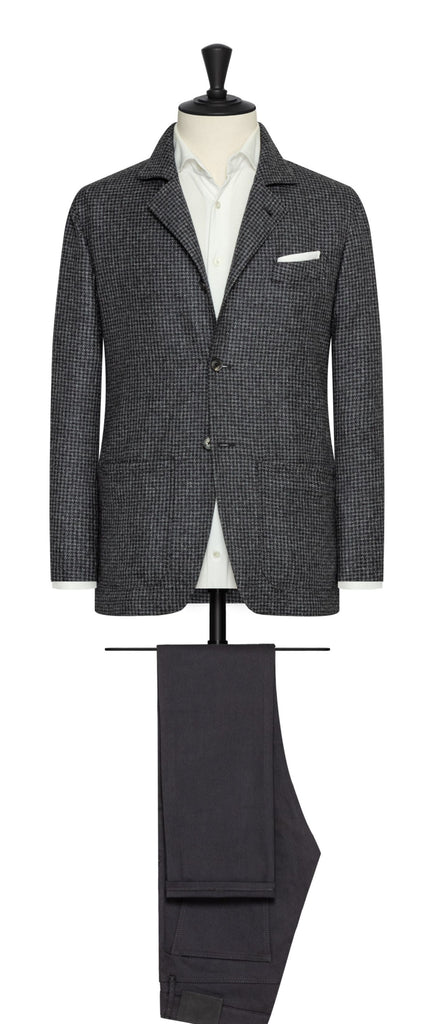 Di Pray Mixed Slate Grey Mouliné Wool Houndstooth