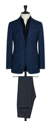 Carlo Barbera cobalt blue stretch wool silk cotton blend herringbone Inspiration