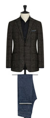 TG Di Fabio blue brown wool silk cashmere blend glencheck with dark overcheck Inspiration