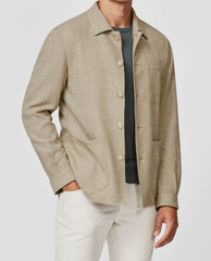Paulo Oliveira Light Khaki Wool & Linen Stretch with Micro Structure