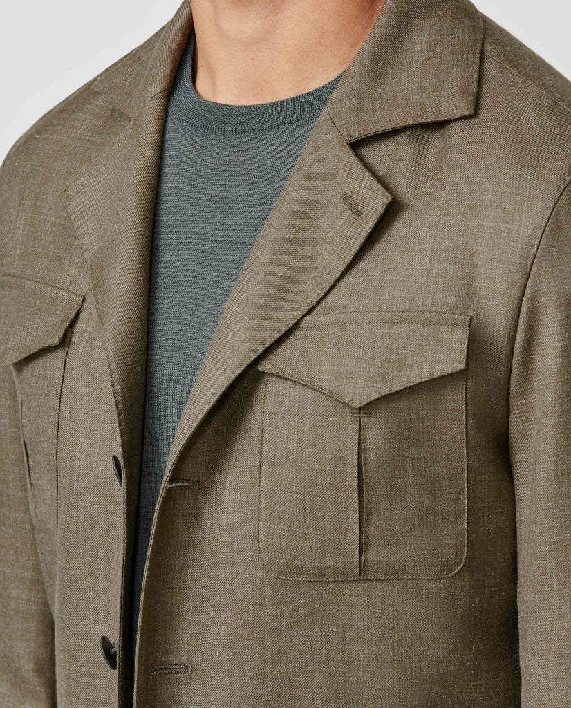 Di Pray Taupe Wool, Silk & Linen Lightweight Twill