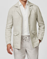 Drago Off White Linen & Wool with Smoke Grey Check