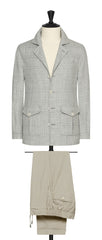 Possen Collection off white linen wool with smoke grey check Inspiration