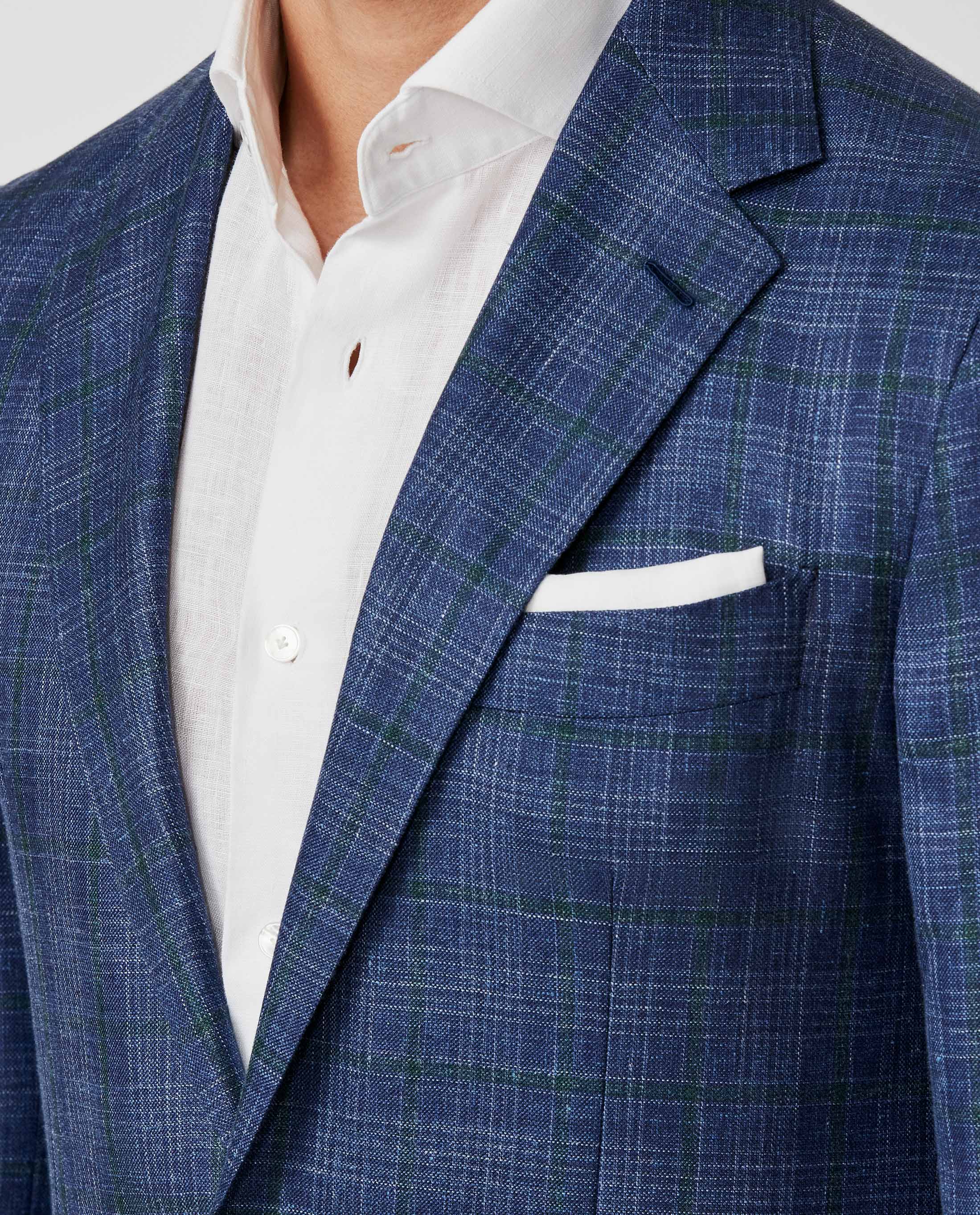 Made to measure Jacket Loro Piana royal blue white wool silk linen ...