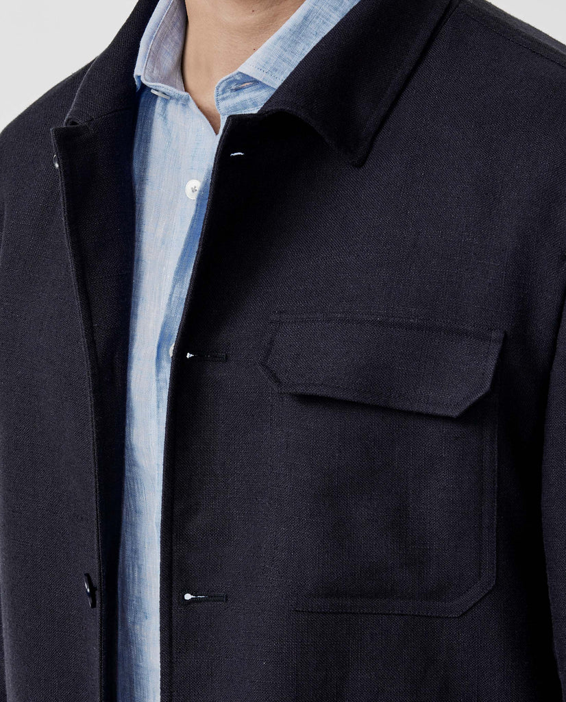 Leomaster Navy Blue Two Ply Plain Weave Linen Blend