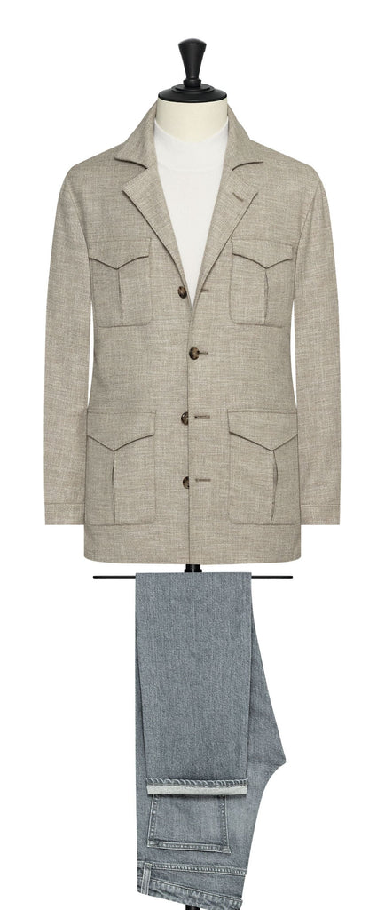 Carlo Barbera Sand Mélange Stretch Wool Silk Cotton Blend Inspiration