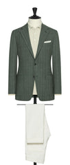Drago Sage Green Luxury Wool Silk Flannel Herringbone Inspiration